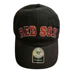 ‘47 Boston Red Sox Hat NWT Women’s Baseball Navy Blue Red Sequin